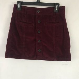 maroon american eagle button a line skirt
